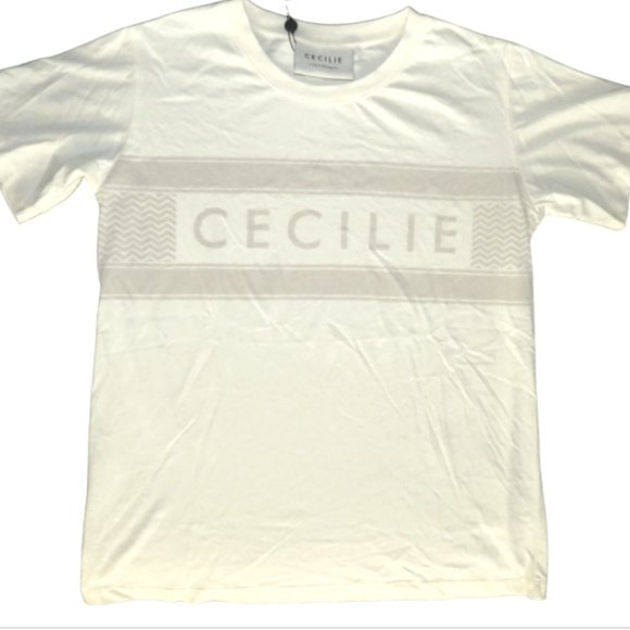 Cecilie Copenhagen Women's Size Small Organic Cotton Cream Logo Tee - Picture 3 of 10